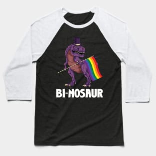 LGBT Bi-Nosaur Gay Pride Rainbow Flag Awareness Gay Lesbian Baseball T-Shirt